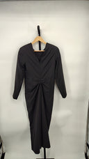 COS Women's Draped Wool-Blend Midi Dress Black Basic Sleeved 2