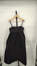 COS Women's Voluminous Textured Midi Dress Black Basic Sleeved 10