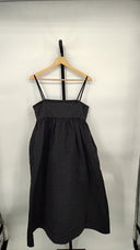 COS Women's Voluminous Textured Midi Dress Black Basic Sleeved 10
