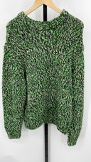 COS Men's Tri-Tone Wool Crew-Neck Jumper Green / Black White Sleeved Top S