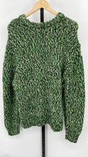 COS Men's Tri-Tone Wool Crew-Neck Jumper Green / Black White Sleeved Top M