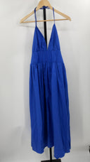 COS Women's Gathered Halterneck Midi Dress Bright Blue Basic Sleeved 12