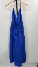 COS Women's Gathered Halterneck Midi Dress Bright Blue Basic Sleeved 12