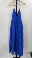 COS Women's Gathered Halterneck Midi Dress Bright Blue Basic Sleeved 12