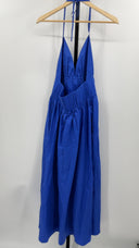 COS Women's Gathered Halterneck Midi Dress Bright Blue Basic Sleeved 12