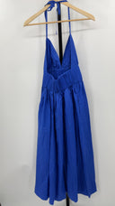 COS Women's Gathered Halterneck Midi Dress Bright Blue Basic Sleeved 2