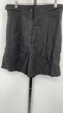 COS Women's Pleated Linen-Blend Utility Shorts Black Pants 12