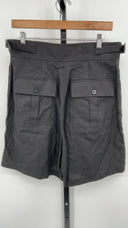 COS Women's Pleated Linen-Blend Utility Shorts Black Pants 12