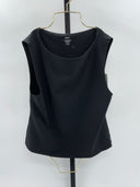 Quince Womens Stretch Cotton Jersey Boat Neck Tank Black Sleeved Top XL