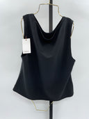 Quince Womens Stretch Cotton Jersey Boat Neck Tank Black Sleeved Top XL