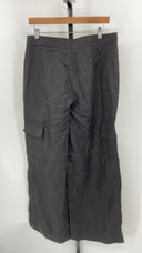 COS Women's Wide-Leg Linen-Blend Cargo Trousers Black Pants 12