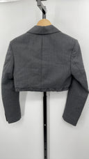 COS Women's Relaxed Deconstructed Cropped Wool Blazer Dark Grey Outerwear 2