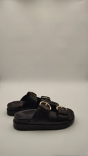 COS Women's Chunky Buckled Leather Slides Black Shoes 6