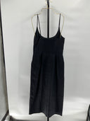 Quince Womens 100% European Linen Scoop Neck Midi Dress Black Basic Sleeved XS