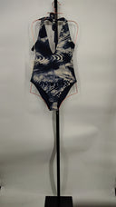 COS Women's Reversible Printed Plunge Swimsuit Navy / Snake Print 10