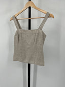 Quince Women's 100% European Linen Fitted Tank Flax Sleeveless Top XS
