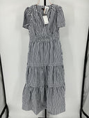 Quince Women's 100% Organic Cotton Poplin Tiered Maxi Dress Hudson Stripe XS