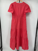 Quince Women's 100% Organic Cotton Poplin Tiered Maxi Dress Vermilion Red L