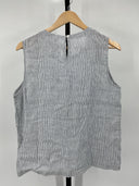 Quince Womens 100% European Linen Tank Blue Pinstripe Sleeveless Top M