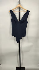 COS Women's Open-Back Plunge Swimsuit Navy Outerwear Blue 10