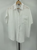Quince Women's 100% European Linen Camp Shirt White Sleeved Top L