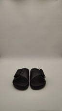 COS Women's Contrast-Stitch Buckled Leather Slides Black Shoes 11