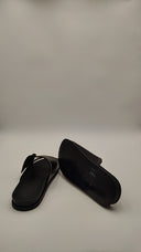 COS Women's Contrast-Stitch Buckled Leather Slides Black Shoes 11