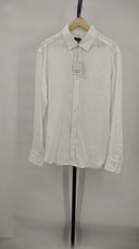 Quince Men's 100% European Linen Relaxed Long Sleeve Shirt White Sleeved Top L