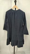 Quince Women's 100% Organic Cotton Tiered Mini Dress Indigo Blue Basic Sleeved S