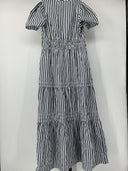 Quince Women's 100% Organic Cotton Poplin Tiered Maxi Dress Hudson Stripe XS