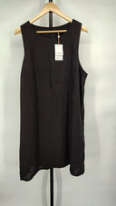Quince Womens 100% European Linen Tank Mini Dress Black Basic Sleeved XL