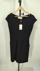 Quince Womens Ultra-Stretch Ponte Cap Sleeve Dress Black Basic Sleeved M