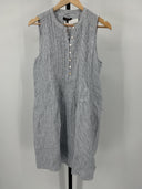 Quince Womens 100% European Linen Sleeveless Swing Dress Blue Pinstripe XL