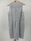 Quince Womens 100% European Linen Sleeveless Swing Dress Blue Pinstripe XL