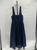 Quince Womens 100% European Linen Fit & Flare Midi Dress Deep Navy S