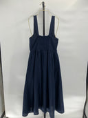 Quince Womens 100% European Linen Fit & Flare Midi Dress Deep Navy S