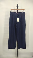 Quince Women's 100% European Linen Pleated Trouser Deep Navy Pants 8