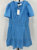 Quince Women's 100% Organic Cotton Poplin Tiered Mini Dress Blue M