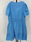 Quince Women's 100% Organic Cotton Poplin Tiered Mini Dress Blue M