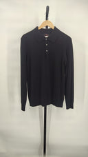 Quince Mens Mongolian Cashmere Polo Sweater Black Sleeved Top M