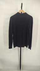 Quince Mens Mongolian Cashmere Polo Sweater Black Sleeved Top M