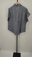 Quince Women's 100% European Linen Camp Shirt Chambray Stripe Sleeved Top XS