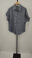 Quince Women's 100% European Linen Camp Shirt Chambray Stripe Sleeved Top XS