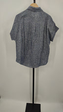 Quince Women's 100% European Linen Camp Shirt Chambray Stripe Sleeved Top XS