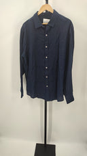 Quince Mens 100% European Linen Long Sleeve Shirt Deep Navy Sleeved Top S
