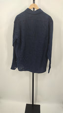 Quince Mens 100% European Linen Long Sleeve Shirt Deep Navy Sleeved Top S