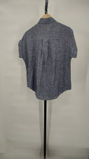 Quince Women's 100% European Linen Camp Shirt Chambray Stripe Sleeved Top S