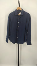 Quince Mens 100% European Linen Long Sleeve Shirt Deep Navy Sleeved Top M