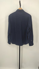 Quince Mens 100% European Linen Long Sleeve Shirt Deep Navy Sleeved Top M