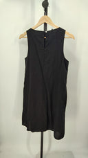 Quince Women's 100% European Linen Tank Mini Dress Black Basic Sleeved S